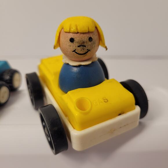 Vintage Toys Lot Of 6 Pieces Wood Train Fisher Price Little People Dune Buggy - Picture 7 of 9